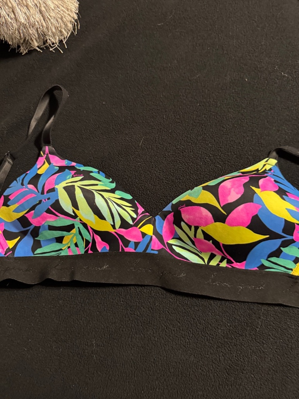 PINK Victoria's Secret Black Bralette with Pink Logo Tag
